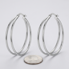 Double Layer Hoop Earrings – Chic Silver-Tone Statement Design