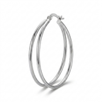 Double Layer Hoop Earrings – Chic Silver-Tone Statement Design