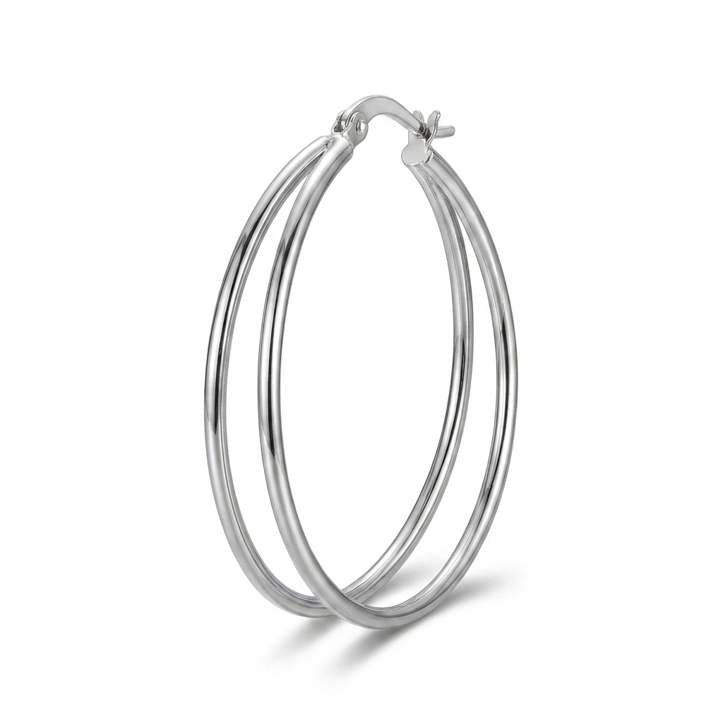 Double Layer Hoop Earrings – Chic Silver-Tone Statement Design