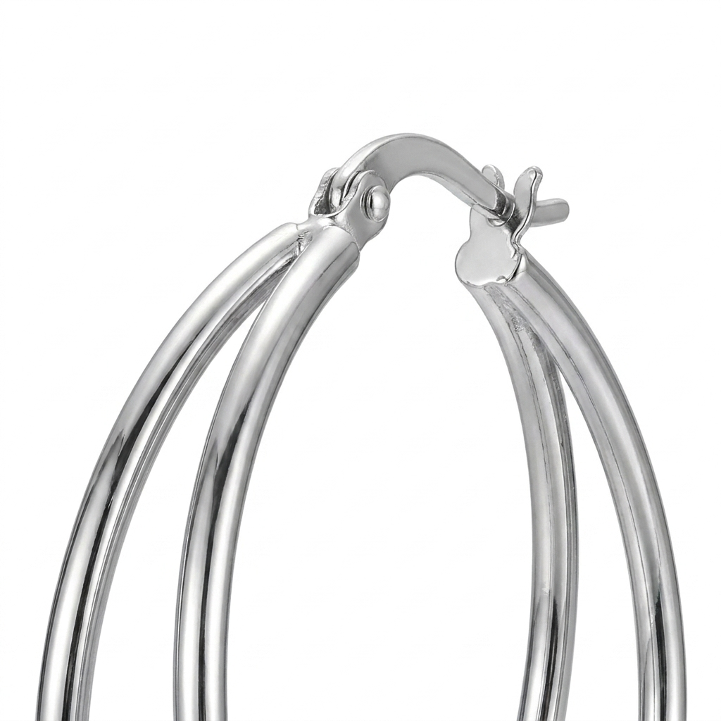 Double Layer Hoop Earrings – Chic Silver-Tone Statement Design