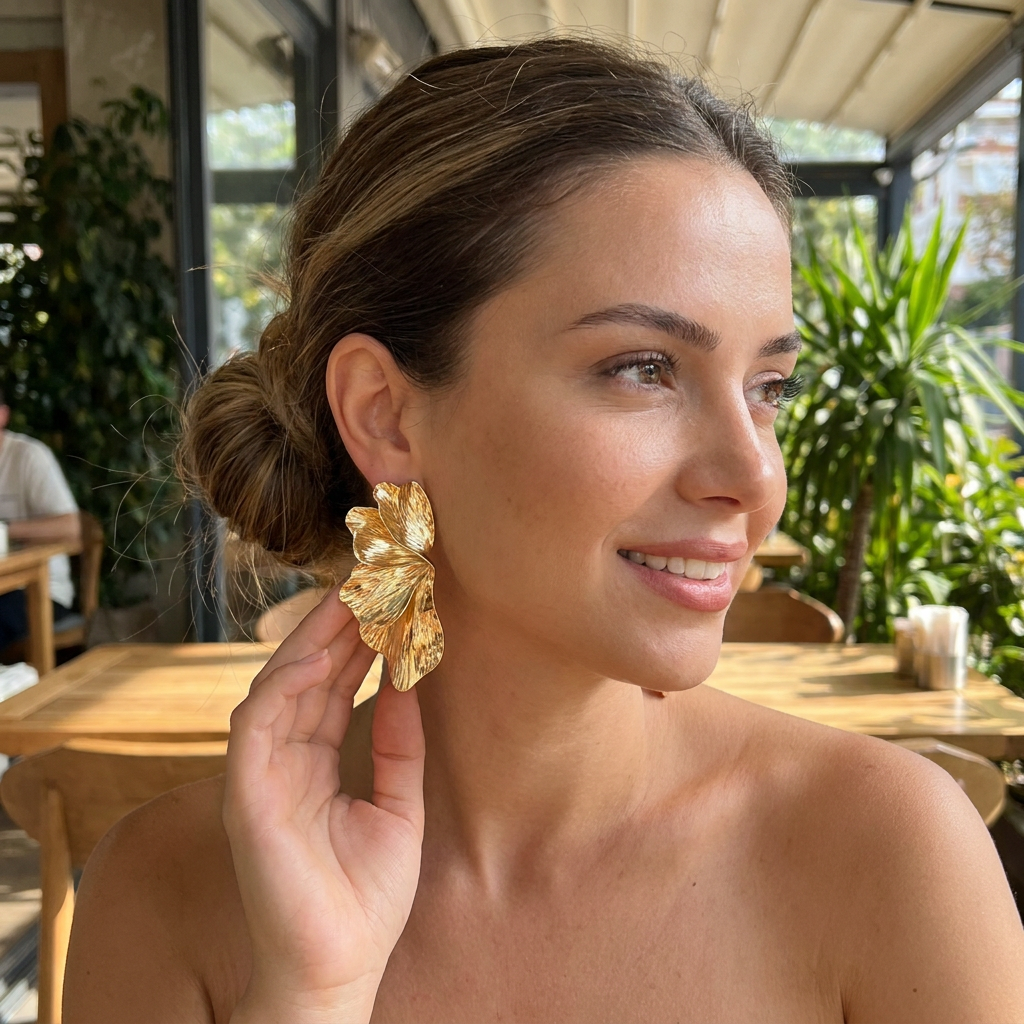 Flower Dangle Earrings – Vintage Double-Layer Stainless Steel