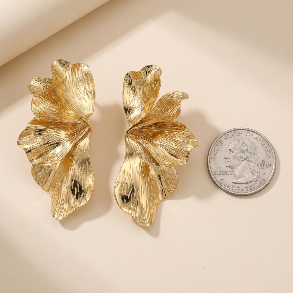 Flower Dangle Earrings – Vintage Double-Layer Stainless Steel
