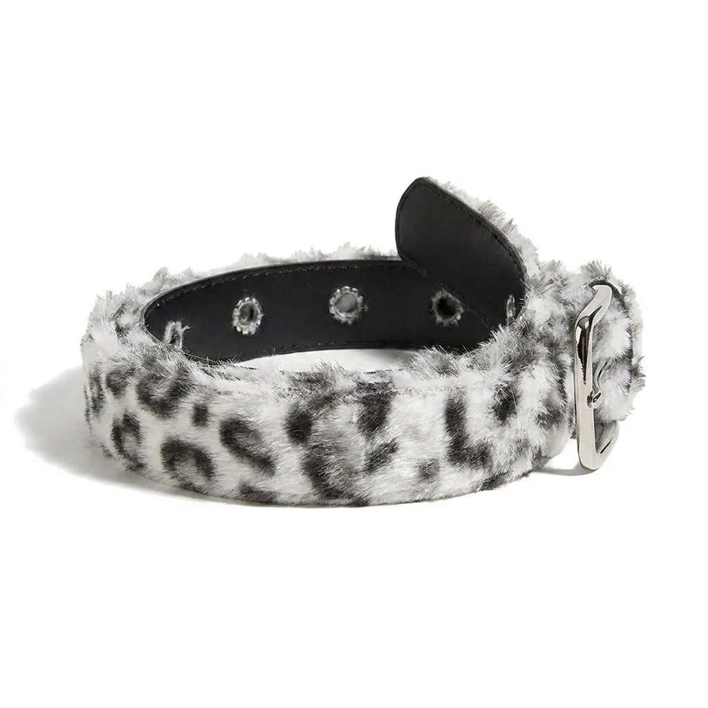Leopard Faux Fur Belt – Cozy Waist Accent & Y2K Style