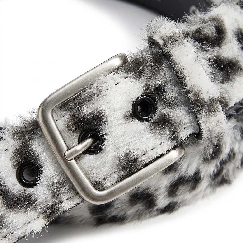 Leopard Faux Fur Belt – Cozy Waist Accent & Y2K Style