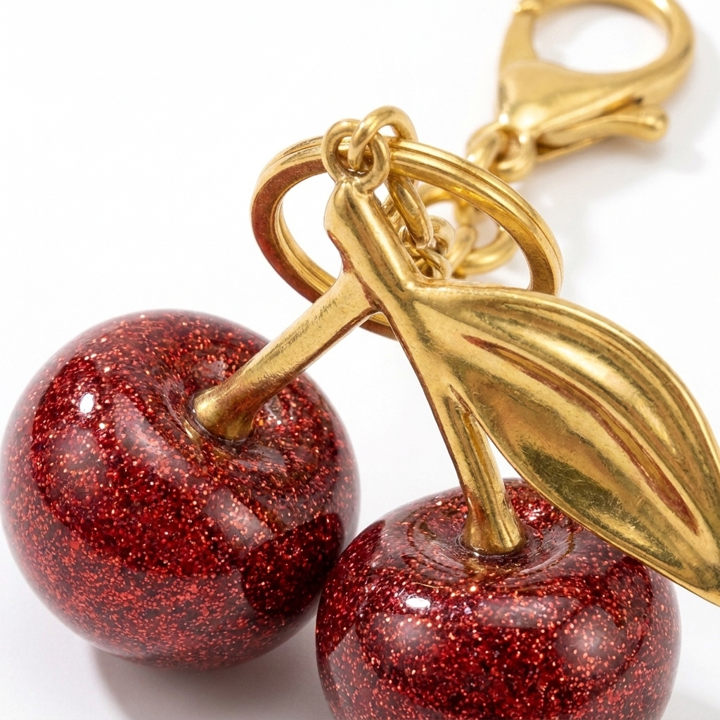 Cherry Bag Charm – Playful Crystal Cherry Pendant Accessory