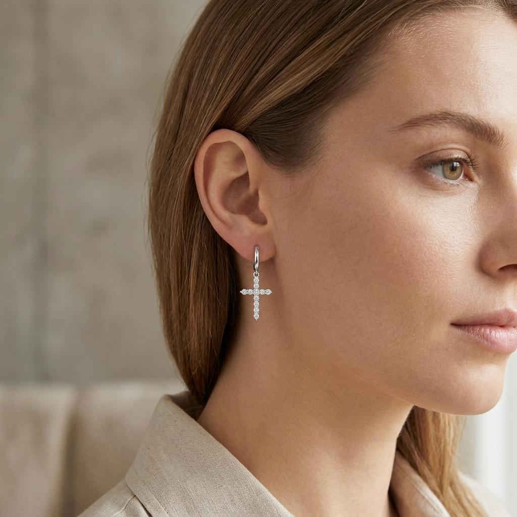 Cross Drop Earrings – Sparkling Cubic Zirconia Trendy Design