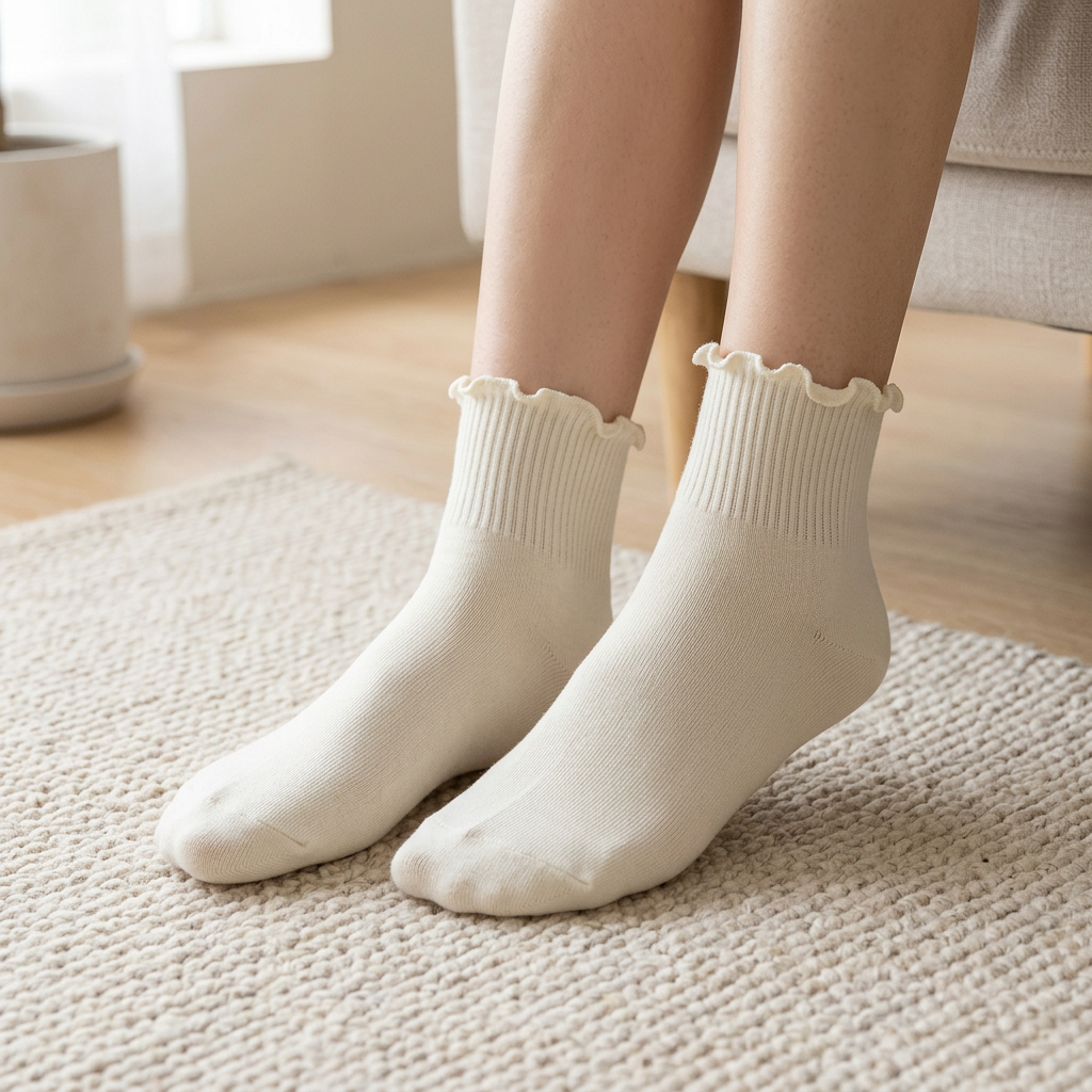 Ruffle Ankle Socks – Chic Breathable Cotton Blend