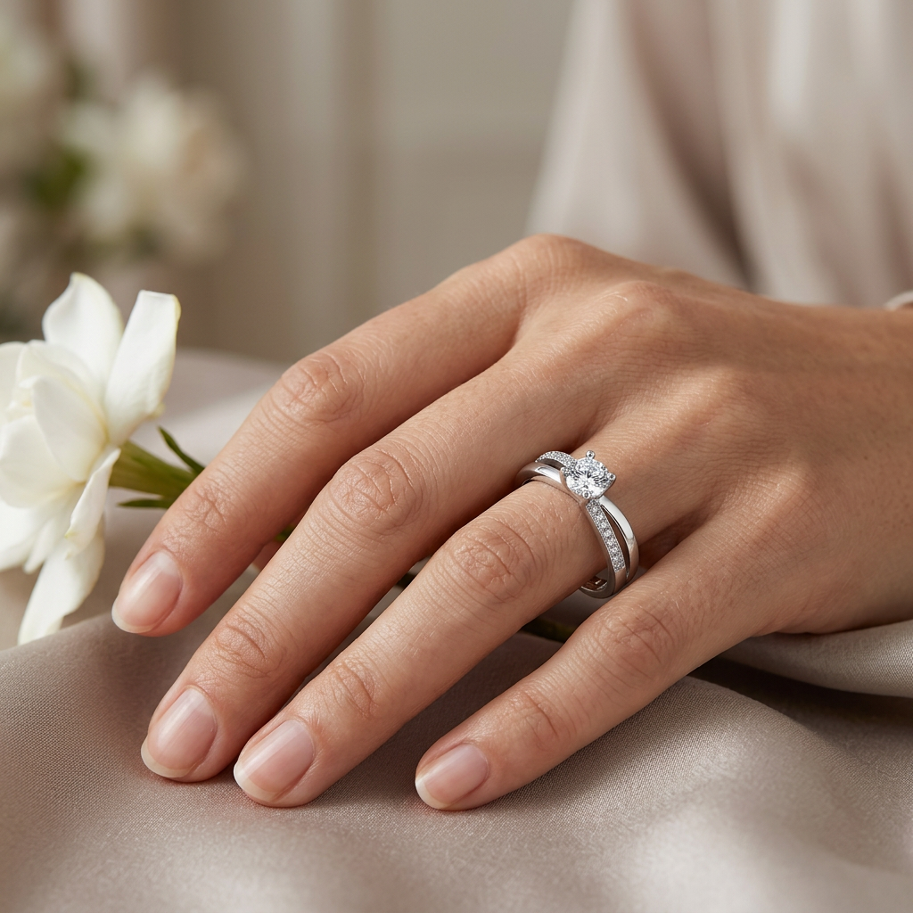 925 Sterling Silver Ring – Elegant Cross Design with Zirconia