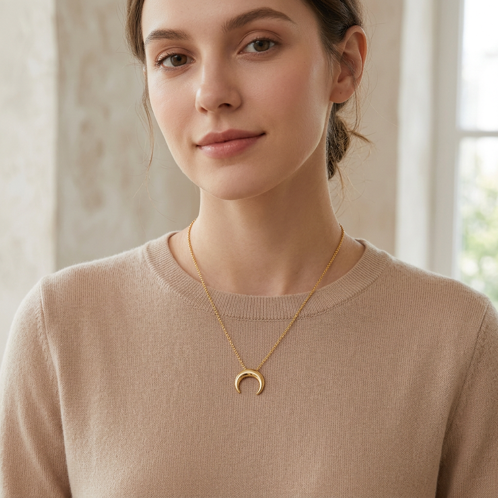 Crescent Moon Necklace – Minimal Elegance in 925 Silver
