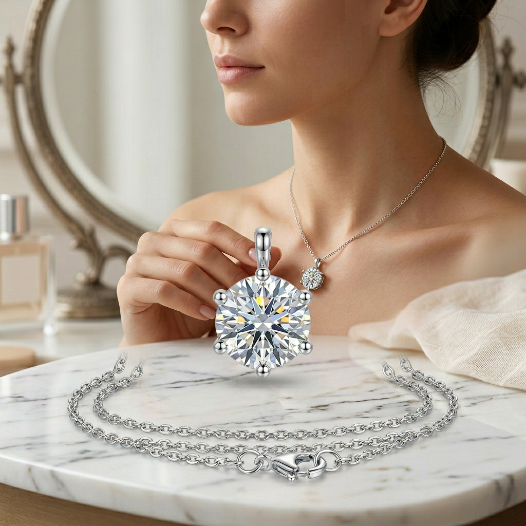 Solitaire Pendant Necklace – Classic Sparkle with CZ Stone