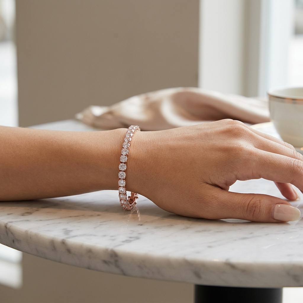 Tennis Bracelet – 4mm Zirconia Sparkle in Rose Gold Plated Silver