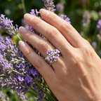925 Sterling Silver Stackable Violet Drop Zircon Daisy Ring