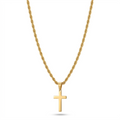 Gold Cross Pendant Necklace – Minimalist Chic Stainless Steel Rope Chain