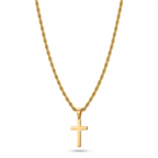 Gold Cross Pendant Necklace – Minimalist Chic Stainless Steel Rope Chain