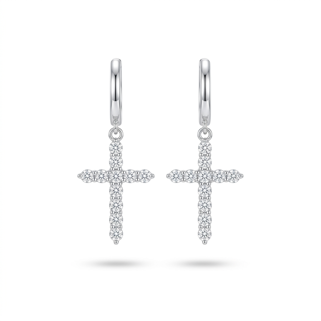 Cross Drop Earrings – Sparkling Cubic Zirconia Trendy Design