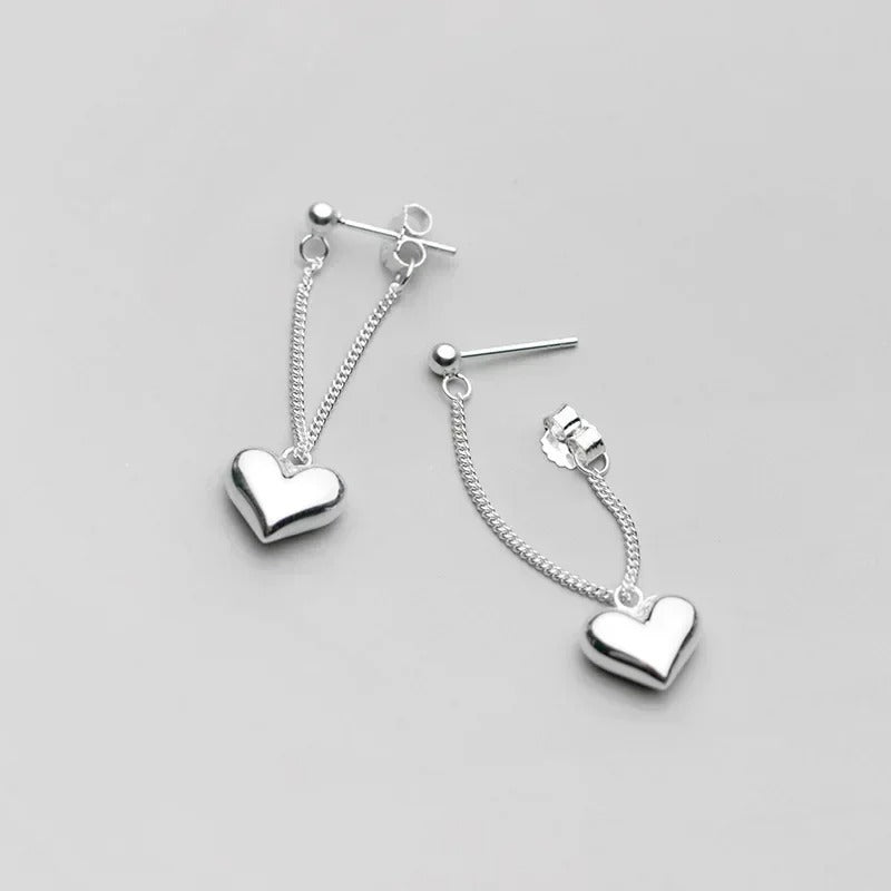 925 Sterling Silver Heart Chain Earrings for Women Gift