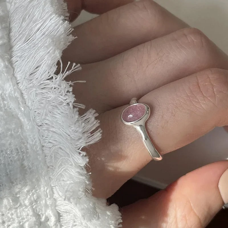 925 Sterling Silver Red Stone Geometric Vintage Ring