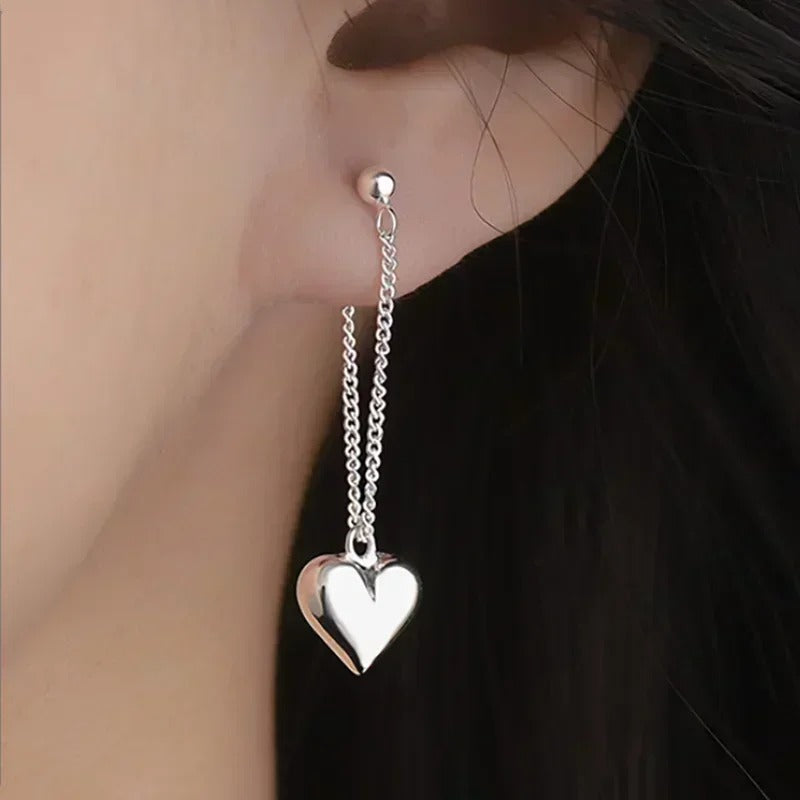 925 Sterling Silver Heart Chain Earrings for Women Gift