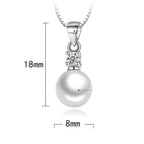 Sterling Silver Pearl Necklace – 45cm Zircon Pendant