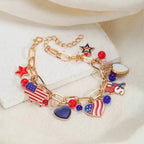Patriotic Charm Bracelet – Festive Style with Enamel Dangle Charms