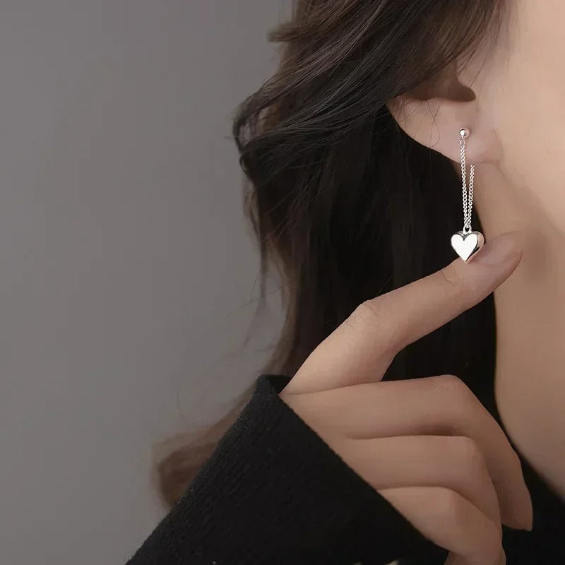925 Sterling Silver Heart Chain Earrings for Women Gift
