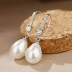 925 Sterling Silver Pearl Earrings – Elegant Drop Design for Women