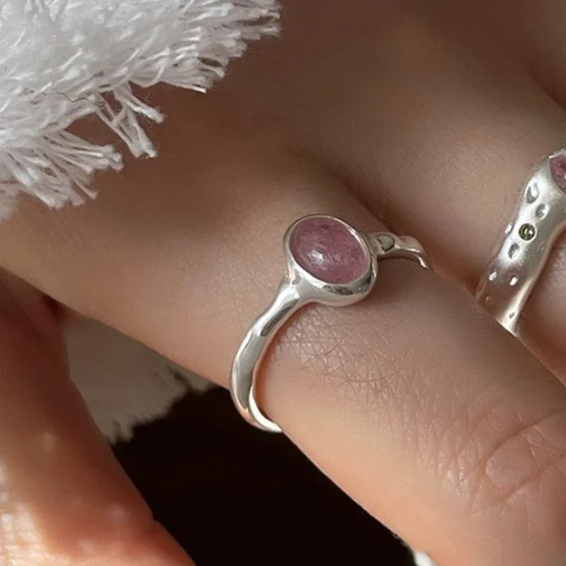 925 Sterling Silver Red Stone Geometric Vintage Ring