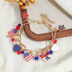 Patriotic Charm Bracelet – Festive Style with Enamel Dangle Charms