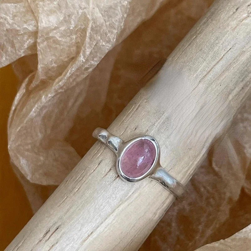 925 Sterling Silver Red Stone Geometric Vintage Ring