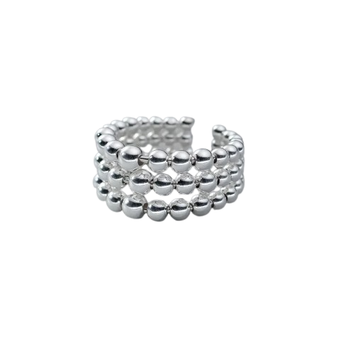 925 Silver Geometric Ring for Women – Handmade 3-Layer