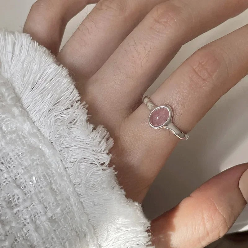 925 Sterling Silver Red Stone Geometric Vintage Ring