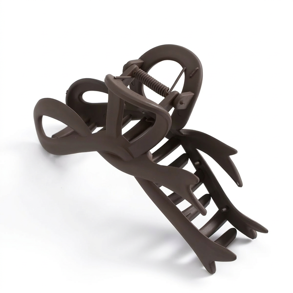 Matte Bow Hair Claw – Chic 13cm Ribbon Clip