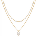 Gold Pearl Necklace – Chic Layered Elegance with Gold Plating