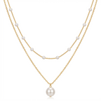 Gold Pearl Necklace – Chic Layered Elegance with Gold Plating