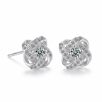 925 Sterling Silver Earrings – Elegant Heart Twist with Zirconia