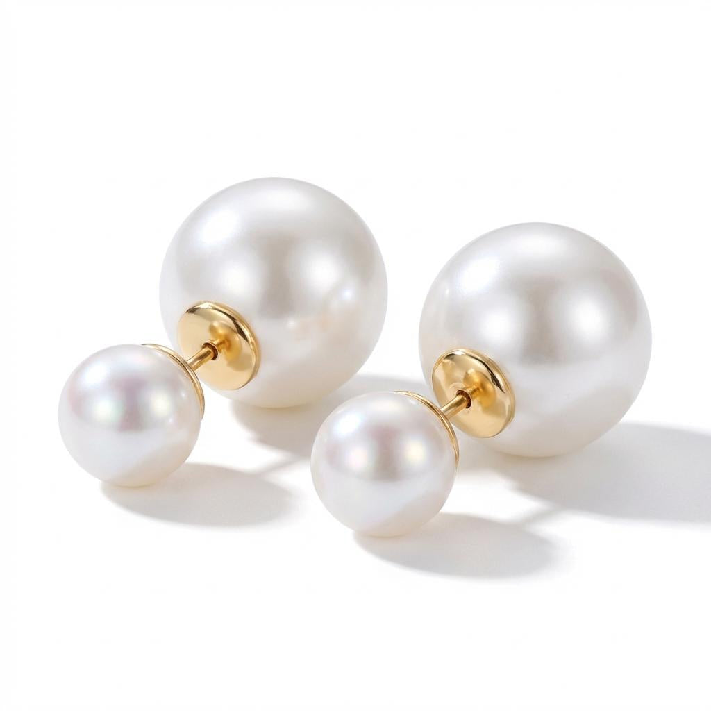 Pearl Stud Earrings – Classic Shine + S925 Silver Posts