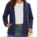 Lightweight Hooded Puffer Jacket – Warm Quilted Nylon Zip Coat