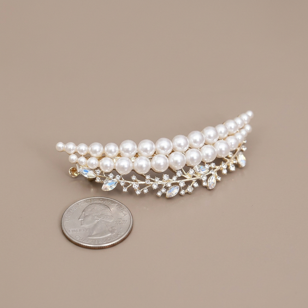 French Pearl Crystal Hair Clip – Chic Half-Tied Style & Alloy Design