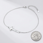 925 Silver Heart Cross Bracelet – Elegant Wedding Charm for Women