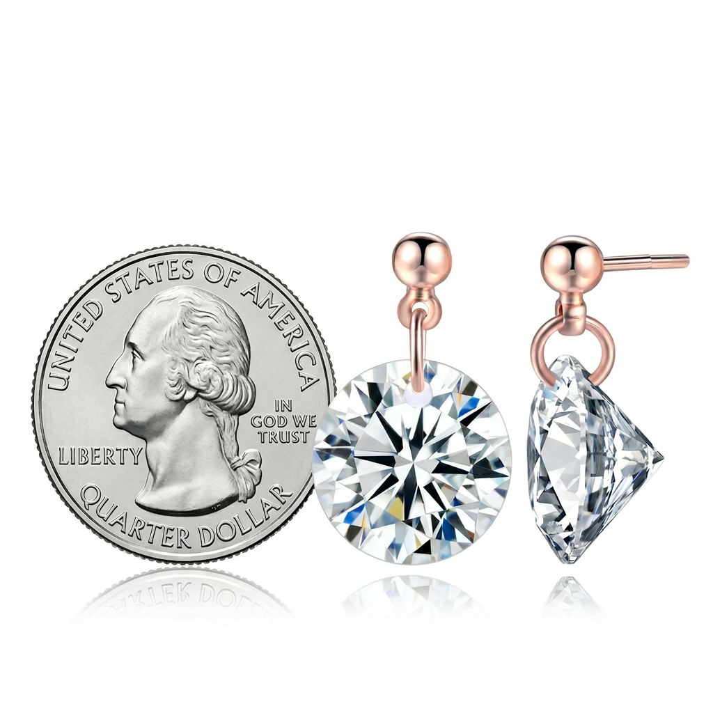Cubic Zirconia Stud Earrings – Chic Sparkle with Rose Gold Finish