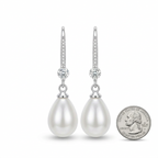 925 Sterling Silver Pearl Earrings – Elegant Drop Design for Women