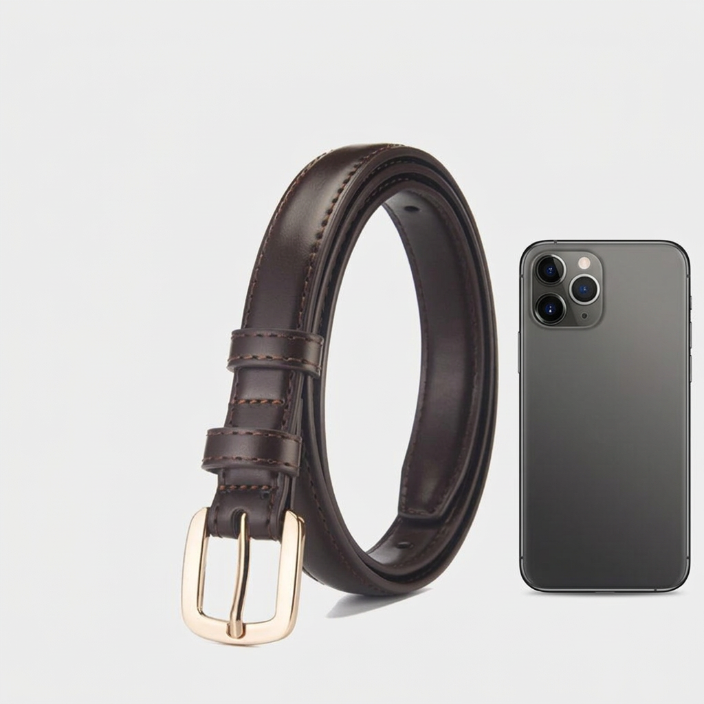 Classic Black Leather Belt – Timeless Needle Buckle