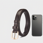 Classic Black Leather Belt – Timeless Needle Buckle