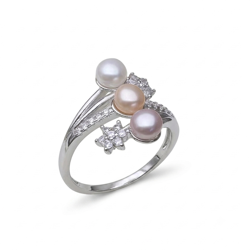 Sterling Silver Pearl Ring – Adjustable 925 Design