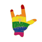 Rainbow Enamel Pin – Personal Style with Heart & Hand Designs