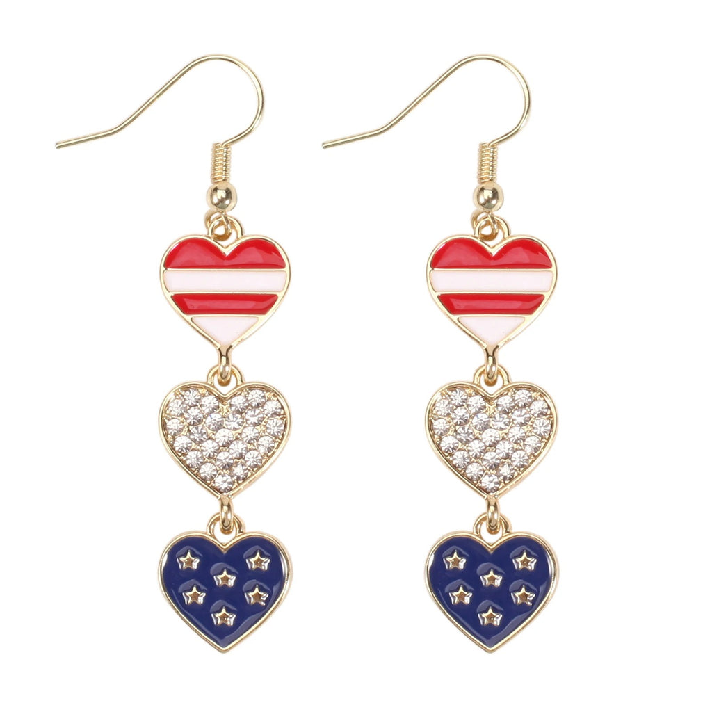 American Flag Dangle Earrings for Festive Style in Lightweight Alloy