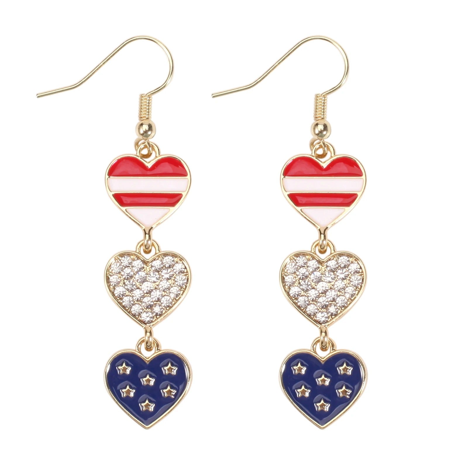 American Flag Dangle Earrings for Festive Style in Lightweight Alloy