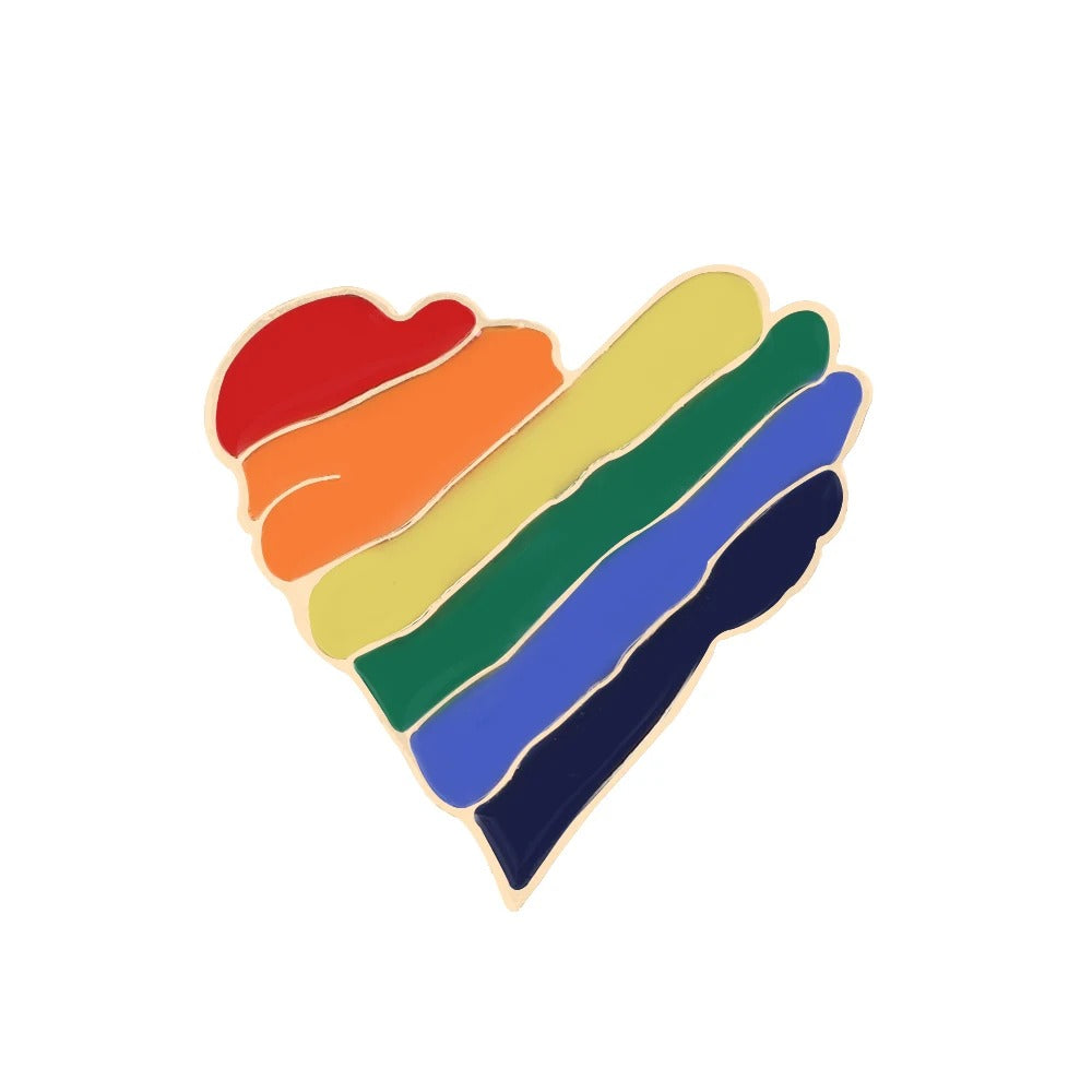Rainbow Enamel Pin – Personal Style with Heart & Hand Designs