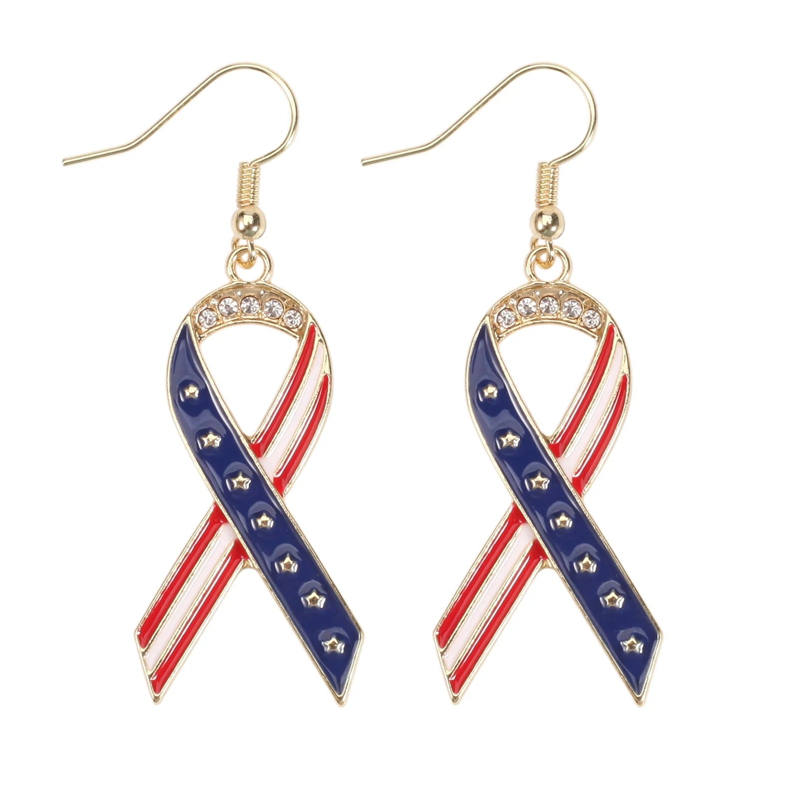 American Flag Dangle Earrings for Festive Style in Lightweight Alloy