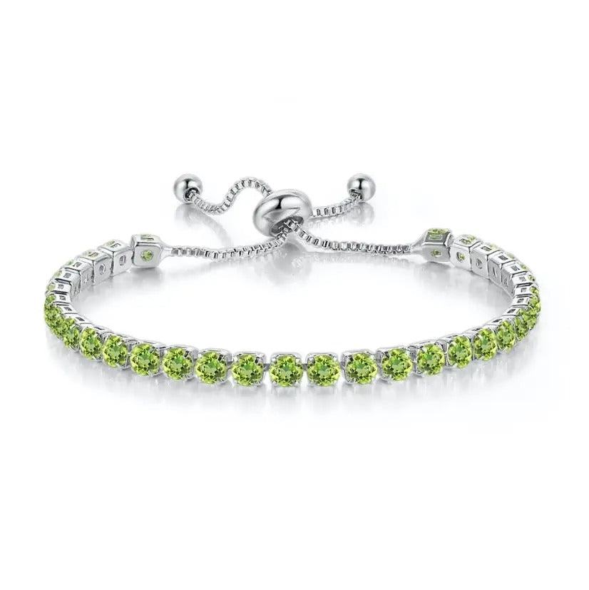 Adjustable Birthstone Tennis Bracelet – Colorful Crystal Bangle